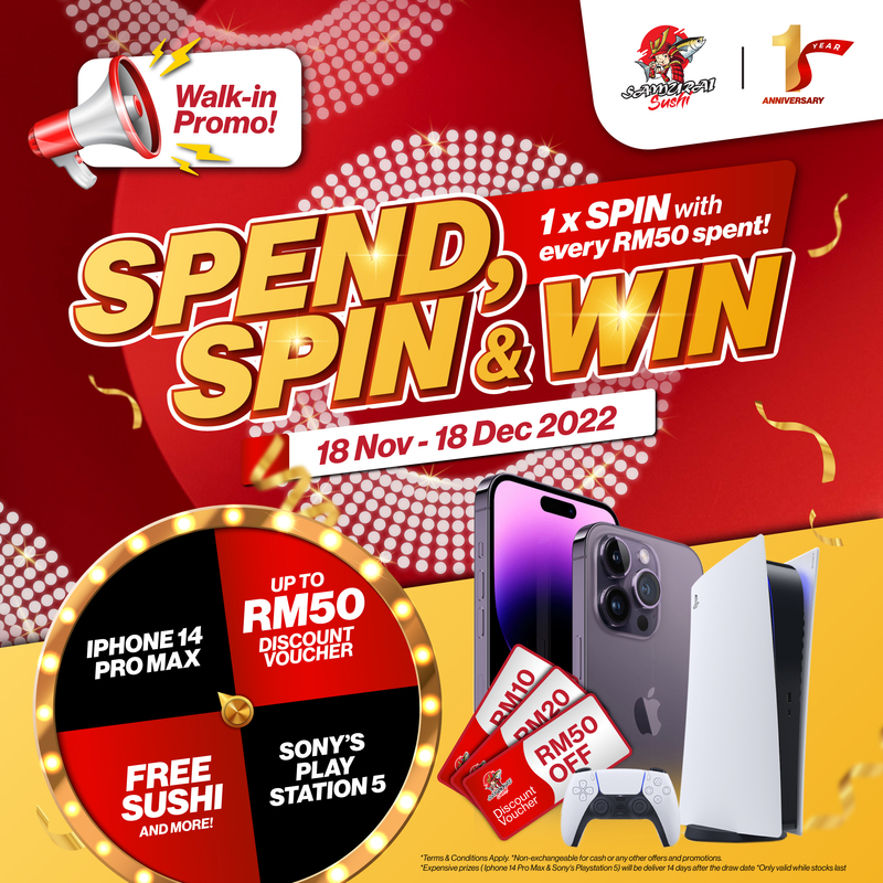 Spend, Spin & Win! with Minimum Spend RM50, Gain x1 SPIN!